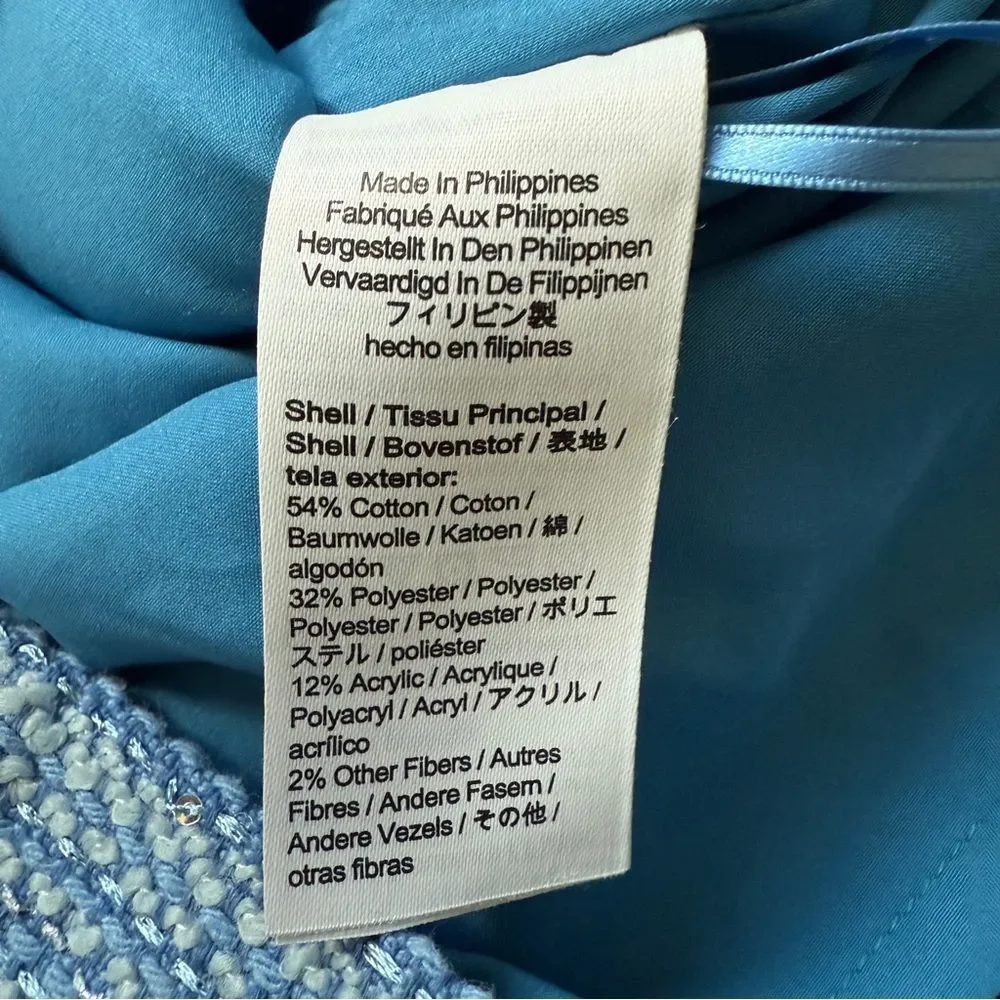 J.Crew Natasha Mini Skirt Blue Sequin Tweed 12 Preppy Feminine